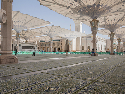 12 тысяч новых зеленых ковров, были постелены в мечети Пророка в Медине